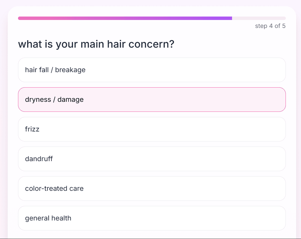 Hair quiz preview
